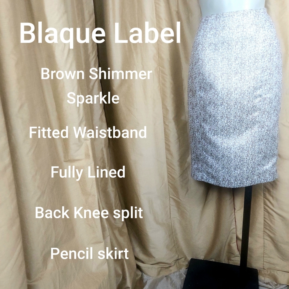 Blaque label brown shimmer sparkle pencil skirt size M